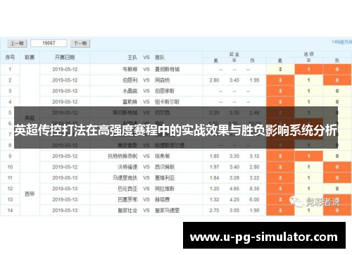英超传控打法在高强度赛程中的实战效果与胜负影响系统分析