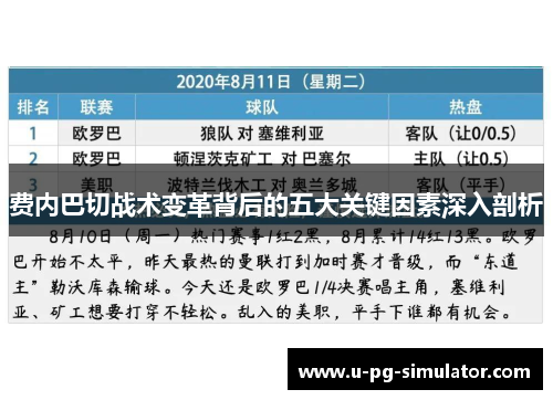 费内巴切战术变革背后的五大关键因素深入剖析 费内巴切战术变革背后的五大关键因素深入剖析